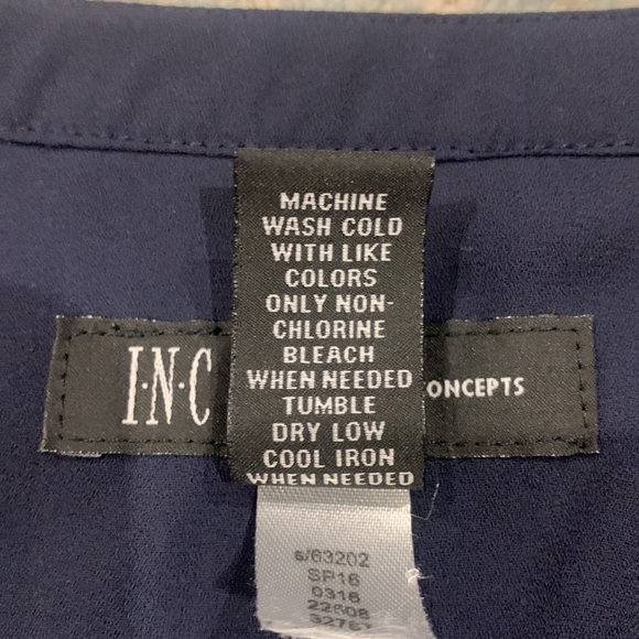 Women's INC International Concepts Navy Blue Shirt with Gold Features - Size 10 - Picture 4 of 7